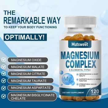 Complex Magnesium Capsule Supplements, Nervous System, Muscle And Bone Support Sleep, Energy, Leg Cramps, Headaches 2