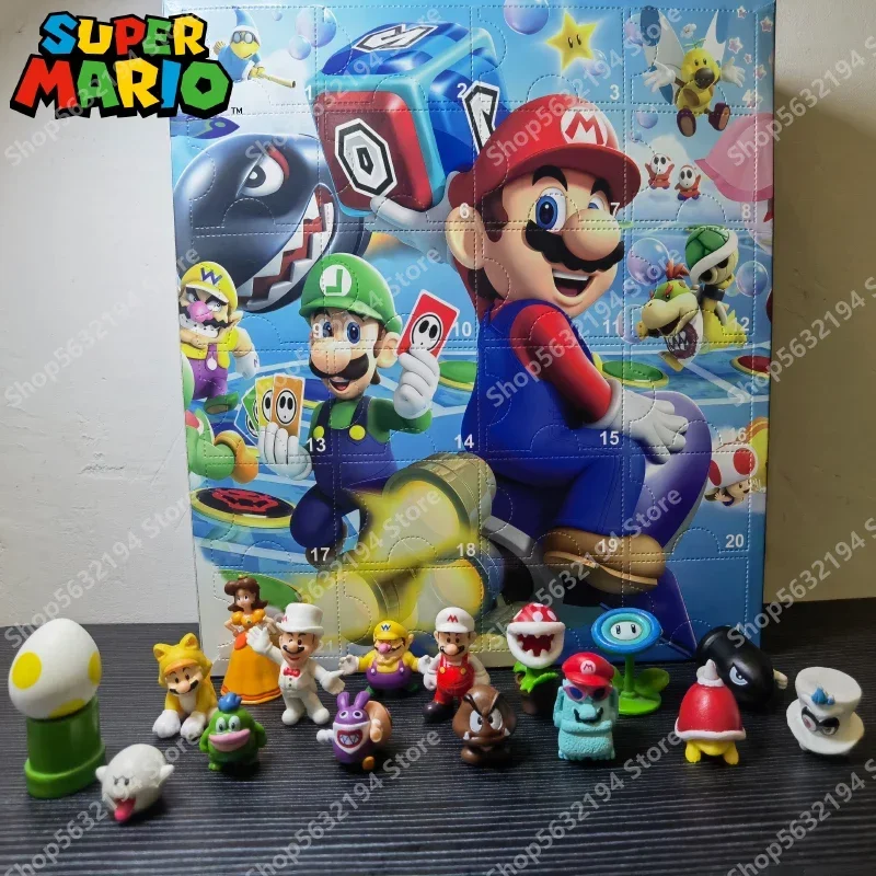 Super Mario Anime Figure Wario Daisy Blind Box Sorpresa Calendario Dell'Avvento Di Natale 24 Giorni Bambola Di Plastica Giocattoli Per Bambini Regali 