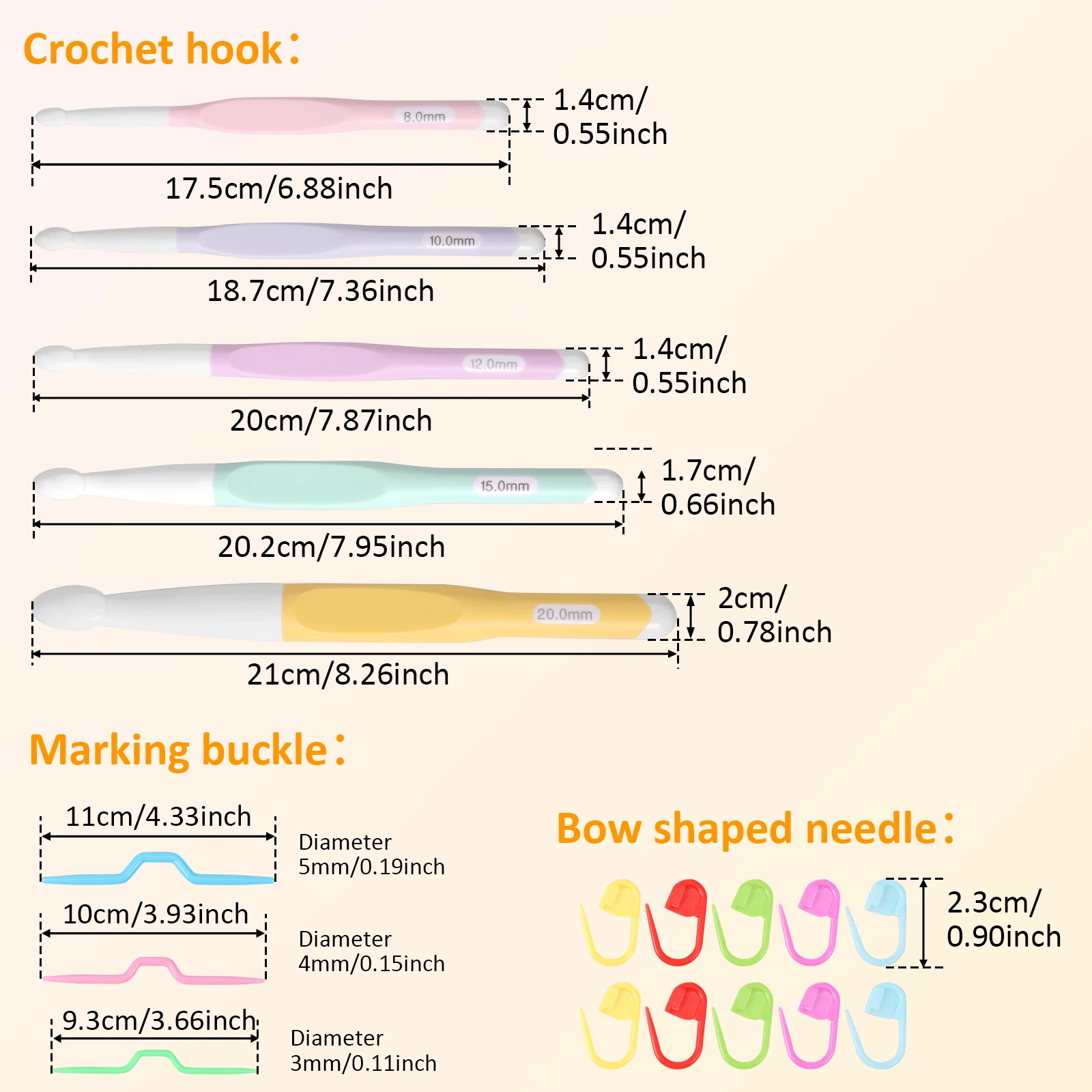 18pcs Crochet Hook Set 5 Sizes Crochet Hooks Handle Knitting Needles  Kit With Sewing Clips for Beginners Crochet Lovers