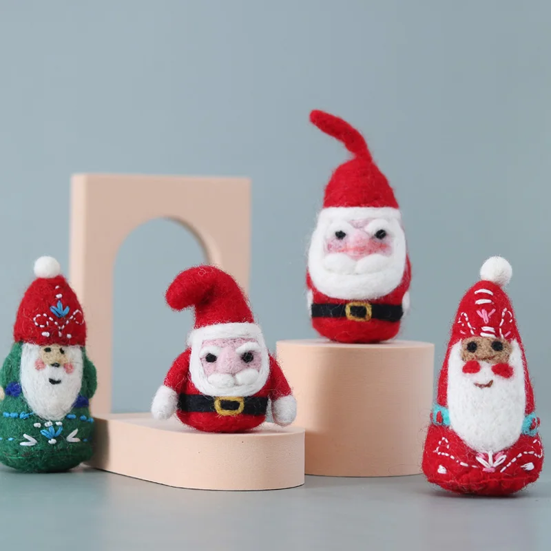 

Handmade Father Christmas Santa Claus Doll Toy Handcraft Wool Felt Christmas Tree Home Decoration For Kids Children Gift