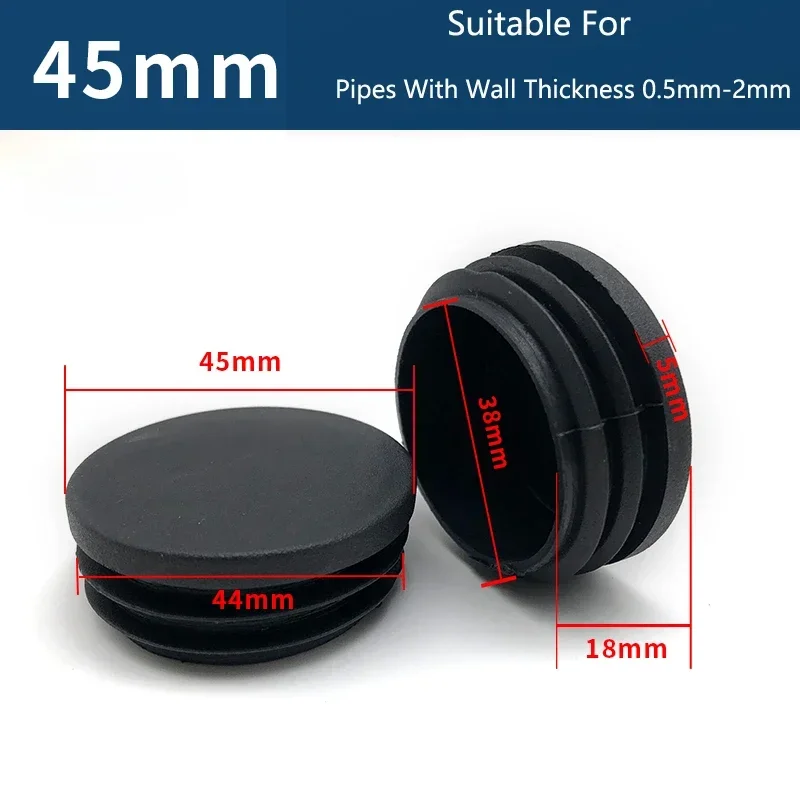 Tapones Para Tubos Suiwotin Tapón Redondo De Plástico De 1 1 1/4 Pulgadas, Tapa Redonda De Plástico Negro, Tapa De Extremo De Tubo De Tubería, Enchufe De Acabado De Muebles Para Tubos