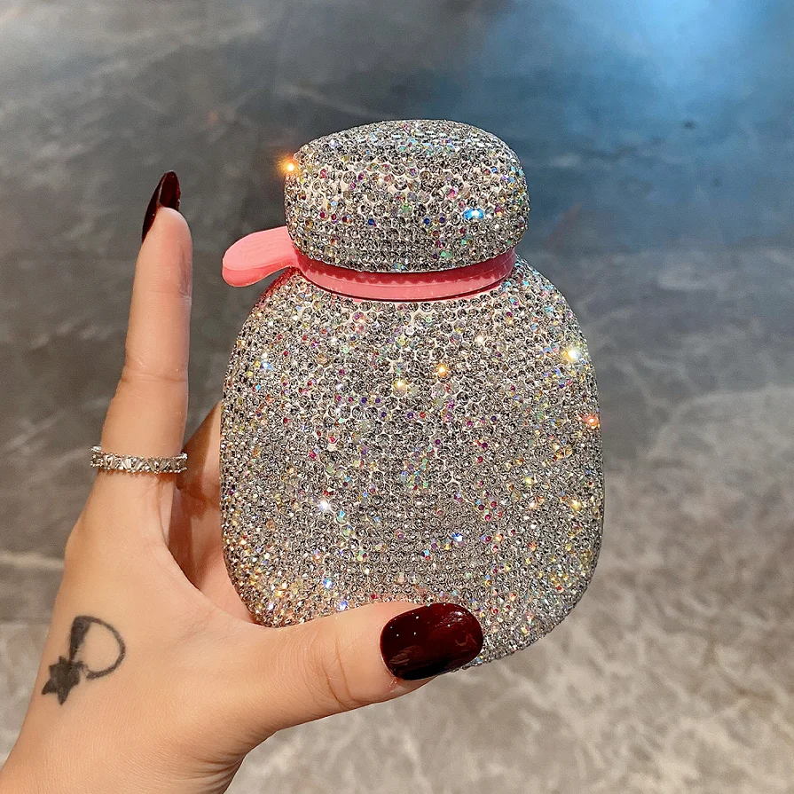 

Pumpkin Thermos Flask Rhinestones Stainless Steel Big Belly Cup Net Red Portable Office Drink Water Bottle Student Women Gift