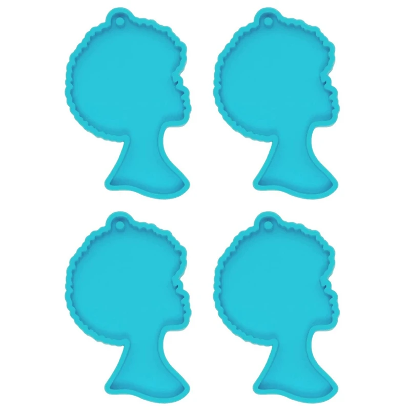 

4Pcs Resin Keychain Molds, Afro Woman Epoxy Casting Mold For DIY Coaster, Crafts Pendant, Necklace Making