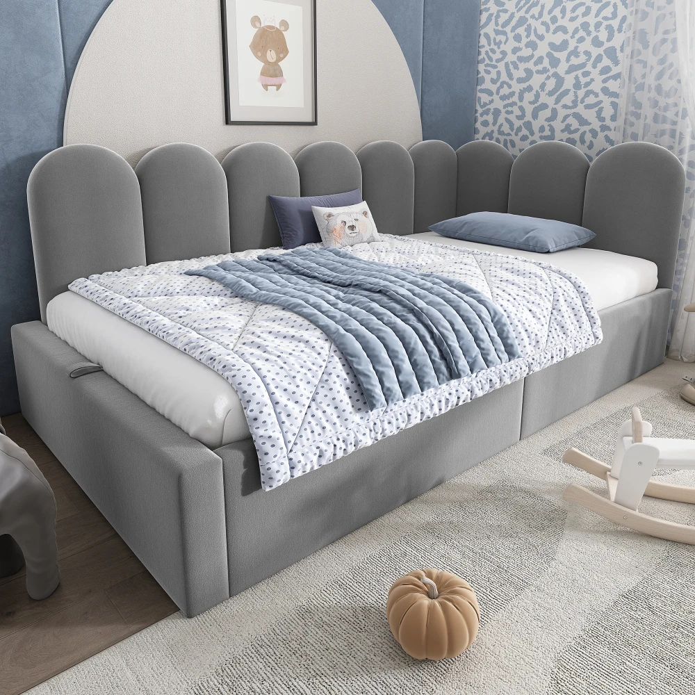 Gepolstertes Tagesbett 90 x 190 cm, Tagesbett-Schlafsofa mit hydraulischem Stauraum, Kinderbett mit Metallgitter, ohne Matratze – Detail 11