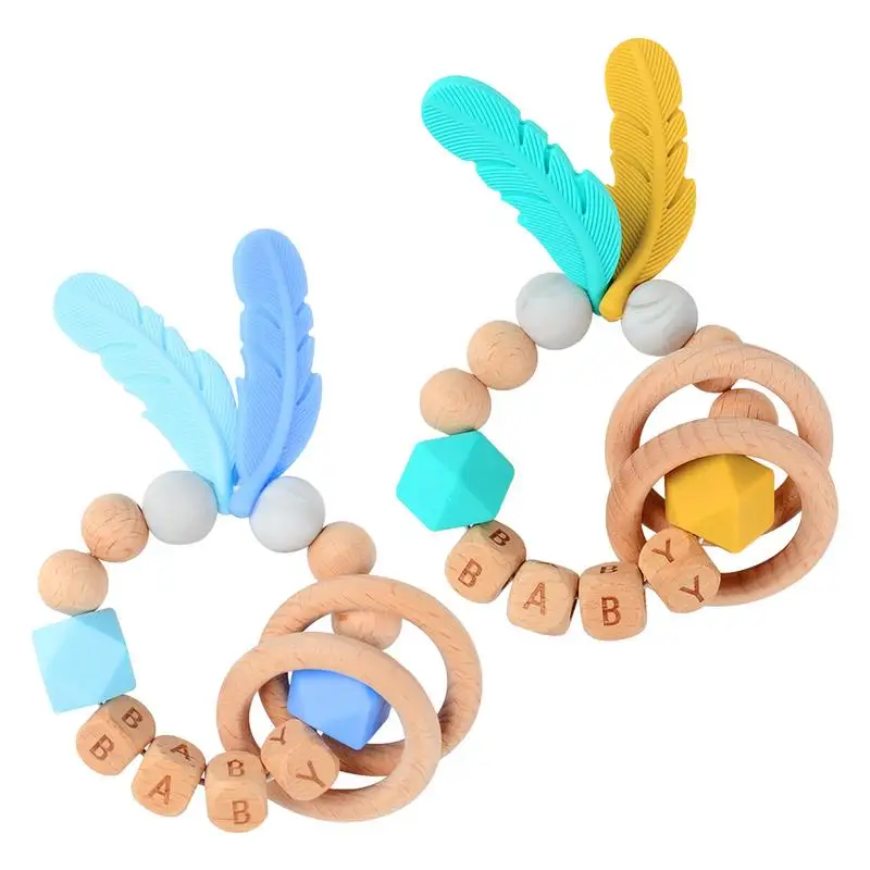 

Newborn Rattle Teether Ring Food Grade Baby Silicone Teether Toy Bracelet Rings Teething Relief Toys Chewing Accessories