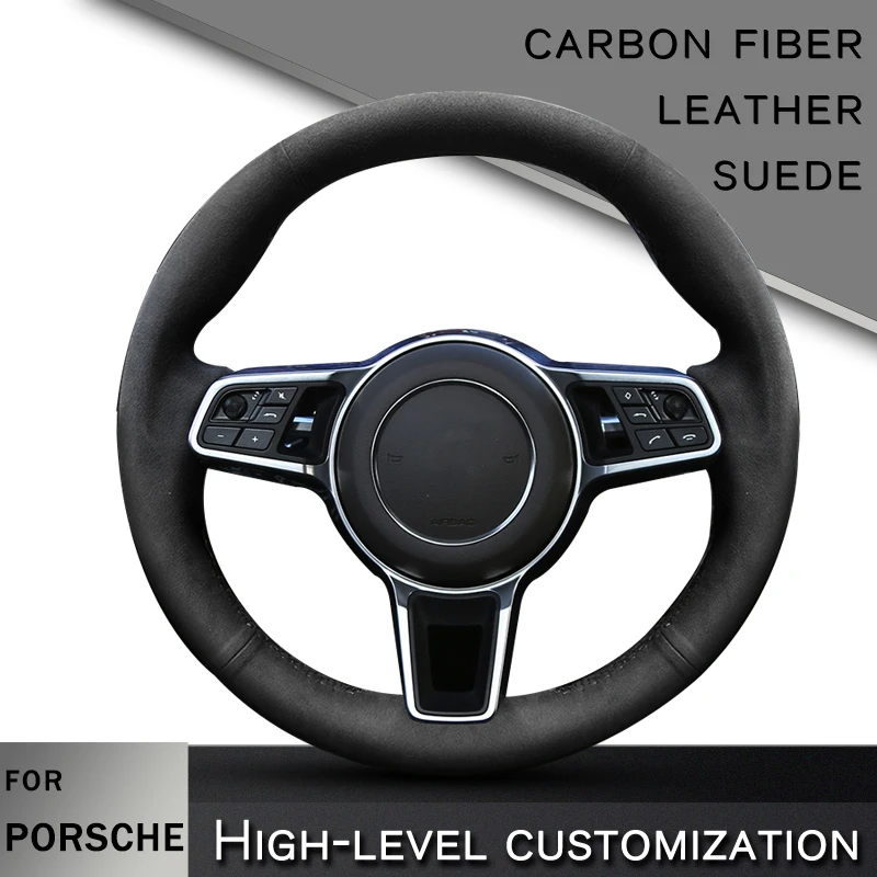 Custom Car Steering Wheel Cover for Porsche Panamera Cayenne Macan 718 911 interior