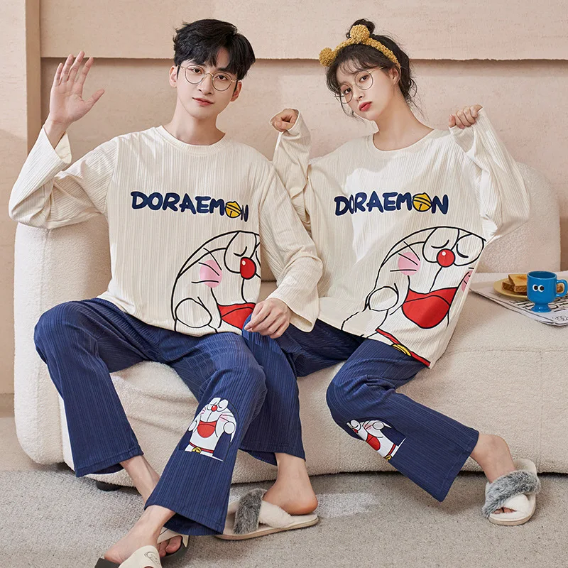 Buy Autumn and winter new couple ice silk pajamas women's long-sleeved thin  section cute cow suit Korean men's outer wear home service ｜Couple pajamas  sets-Fordeal