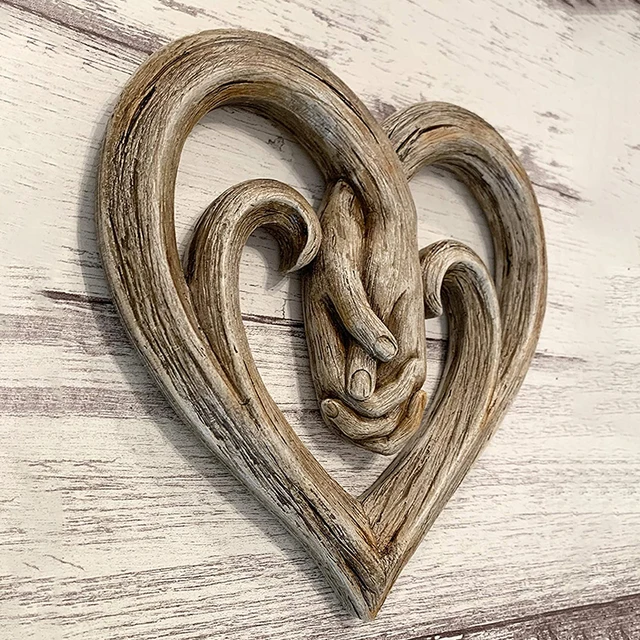 Örökké Szerelem Tartó Kezek Dekoratív Művészet Faux Fa Kivitel Dekoráció Esküvői Ajándék Neki