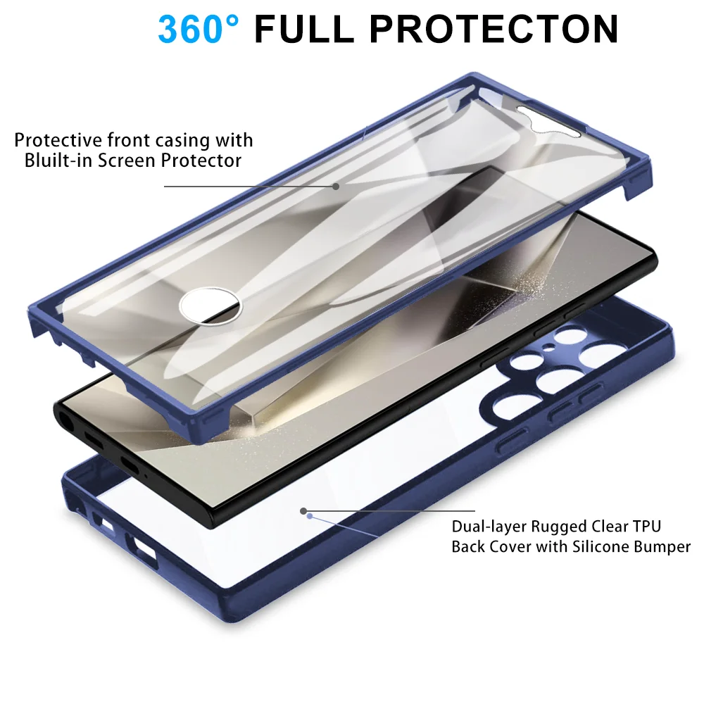 360° Double-Sided Full Screen Protection Phone Case - Clear Cover