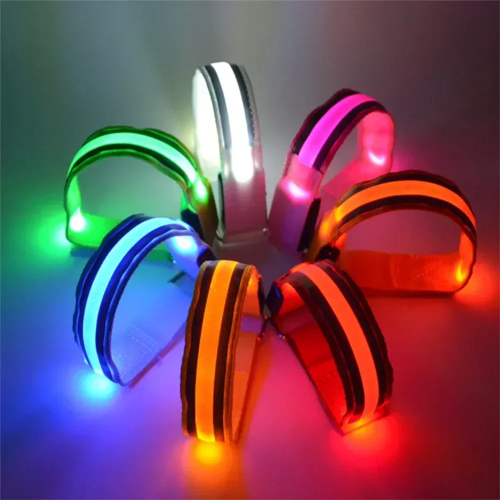 LED Light Armband Glitter Fiber Optic Glow Bracelet Wristband with Christmas Cheer Glowing Armband for Night Running