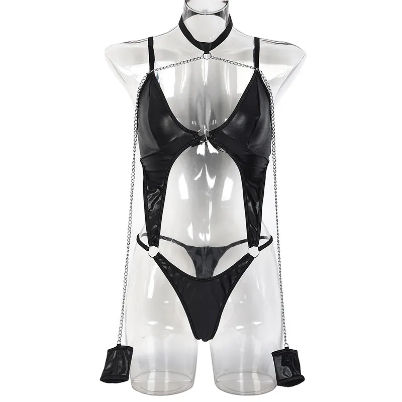 Women Underwear Sexy Lingerie Erotic Porn Adult Latex Leather Dress Women Sexy Lingerie Babydolls Underwear Deep V Erotic Costumes Dress Dance Clubwear