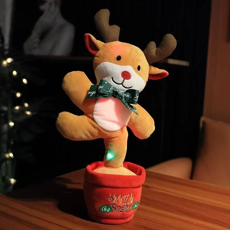 Dancing Elk Christmas Tree Talking Gingerbread Man Penguin Toys Singing Stuffed Animals Fun Christmas Party Decorations 3