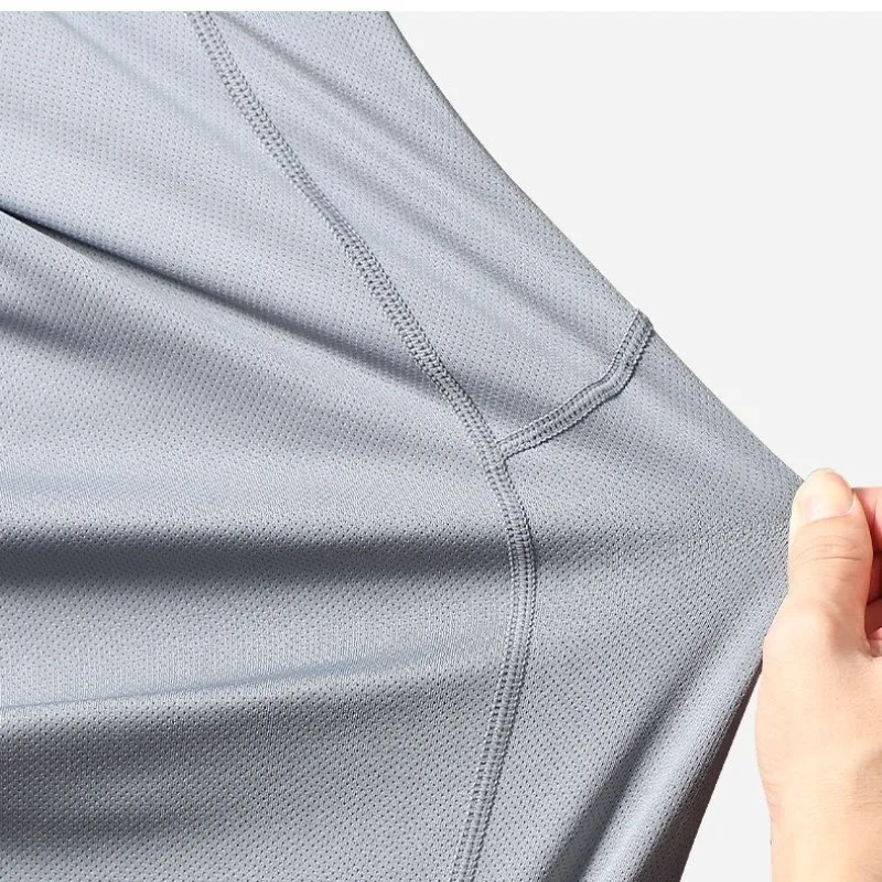 2024 Summer Men's New Pullover O-Neck Patchwork Fashion Solid Color Slim Fit Elasticized Drawstring Pocket Casual Sports Suit