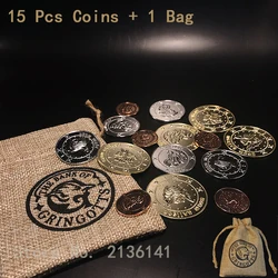 Wizard School Prop Set - 16 Pieces (15 Coins + 1 Bag) for Cosplay Magic Adventures (15 coins and 1bag)