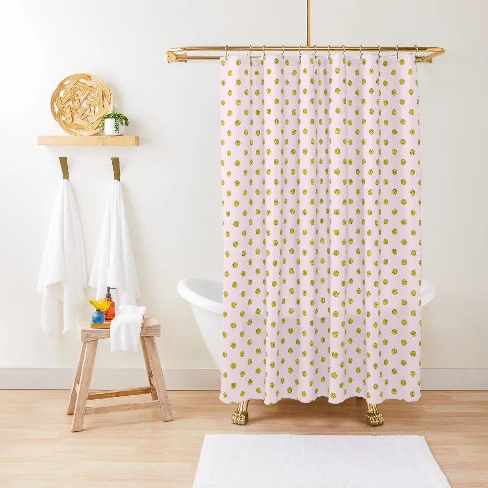 

Golden Polka Dots on Pale Pink Background Shower Curtain For The Bathroom Curtain