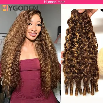 Burmese Curly Hair Bundles Human Hair Quality Highlight Deep Wave Raw Hair Bundles Double Drawn Vietnamese Hair Extension 1