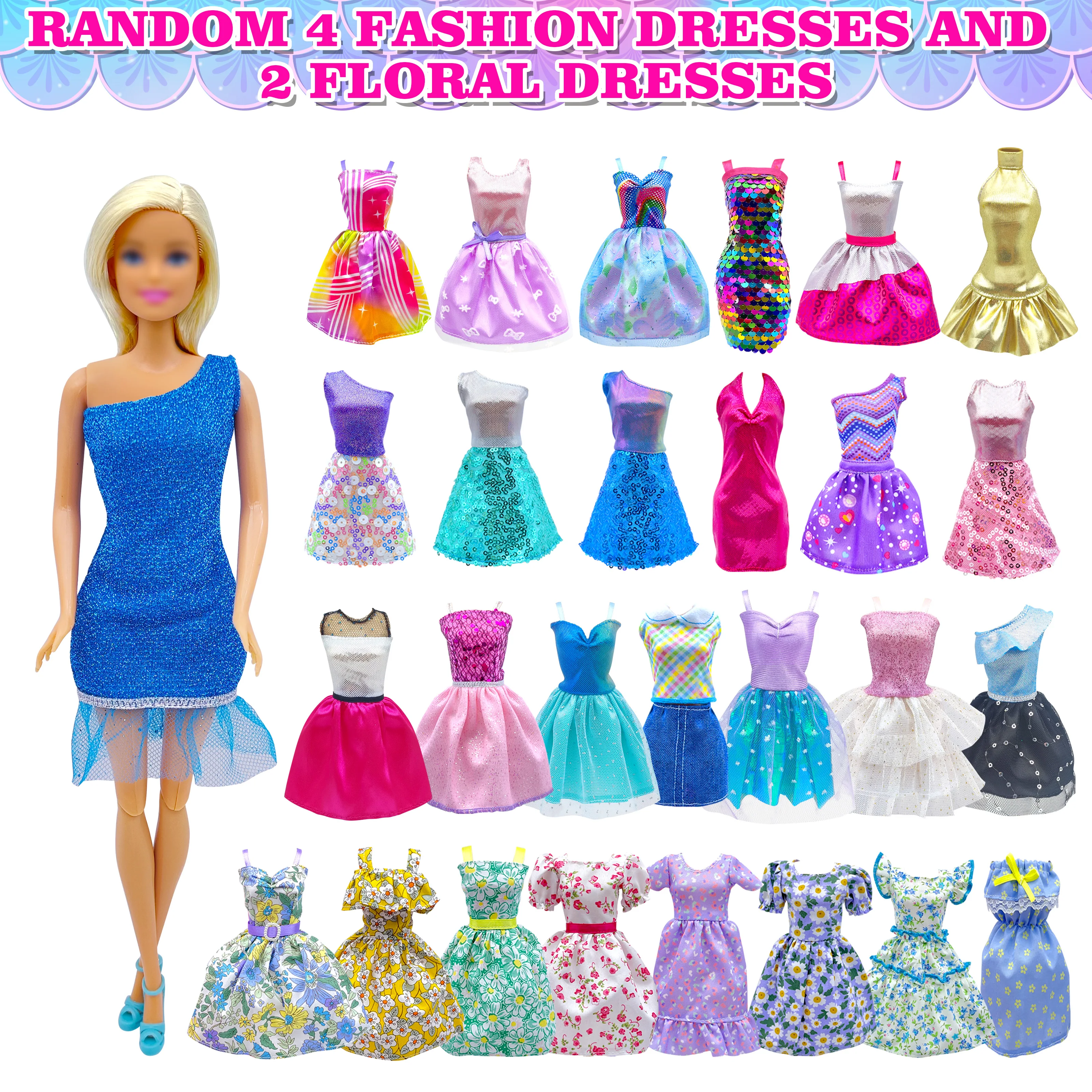 Random 60 PCS Gorgeous Doll Clothes and Accessories for 11.5 Inch fashion Doll -doll House Accessories- A Perfect Gift for Girls 4