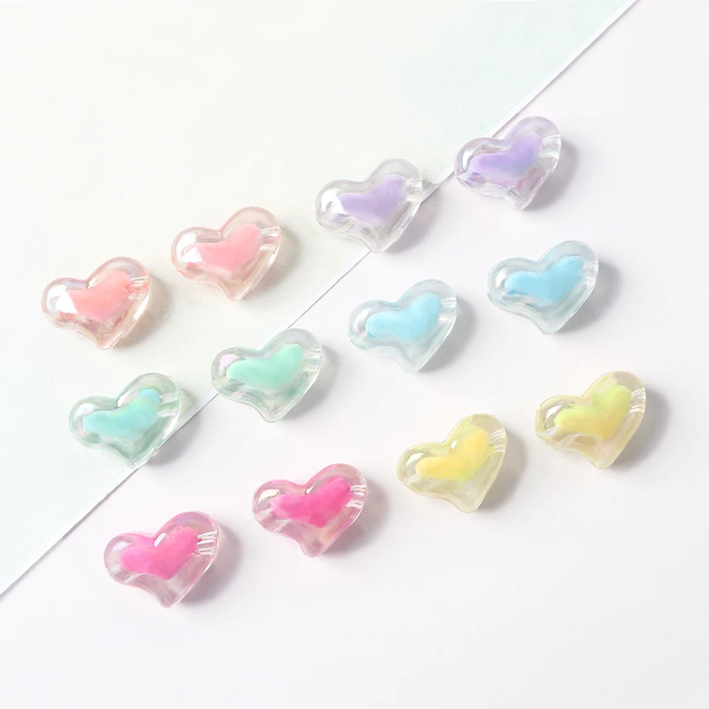 5Pcs AB 마카롱 사랑 심장 모양의 펜던트 비즈 쥬얼리 만들기 팔찌 만들기 DIY 페르시 장식 액세서리