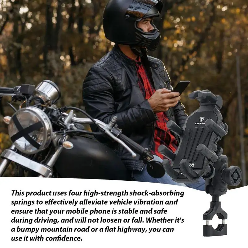 

Waterproof Motorcycle Phone Holders Cellphone Stand Off Road Bikers Handlebar Thick Cases Long Arm 360 Swivel Adjustable