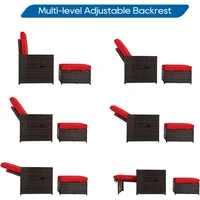 5PCS Outdoor Wicker Chaise Lounge Chair - Rattan Adjustable Reclining Patio Lounge Chair with Ottoman and Coffee Table 2