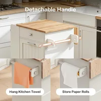 Kitchen Islands with Trash Can Storage and Folding Tabletops; Portable Kitchen Islands with Wheels, Customizable 5