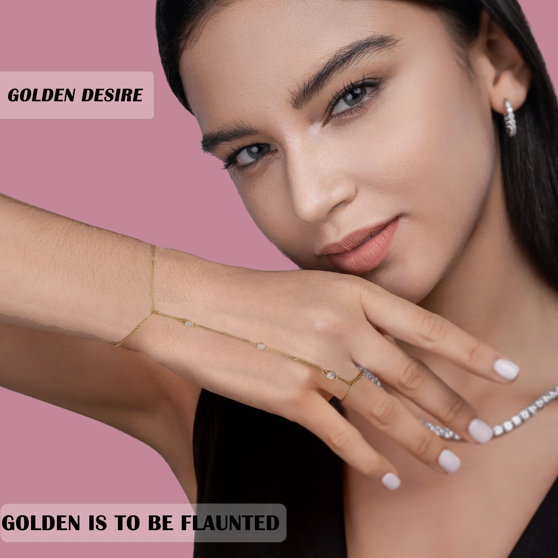 0.3 CTW Elegant Gold Moissanite Hand Chain 18K Gold Plated S925 Sterling Silver with Dazzling Stones Unique Hand Jewelry 4
