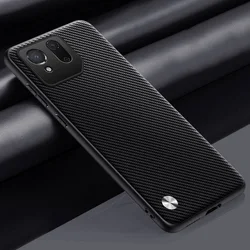 Custodia per telefono in pelle nera - Cover rigida premium