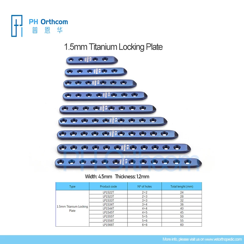 

1.5mm Titanium Straight Locking plate Veterinaria Pets Mascotas Orthopedic Surgical Instruments Medical Supplies and Equipments