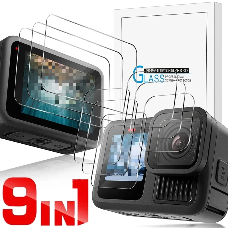 GIOPUEY Vetro Temperato Per GoPro Hero – 2 Pellicole Schermo + 2 Per Obiettivo, HD E Anti-Graffio, Senza Bolle