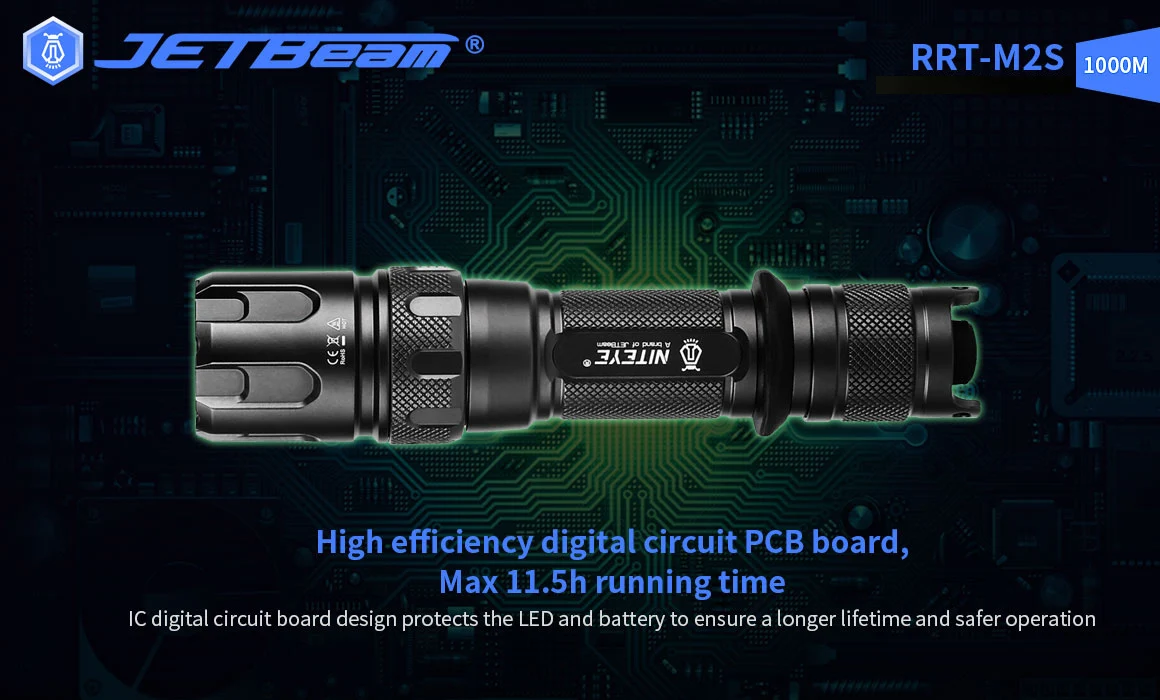 JETBEAM RRT-M2S max 1000m beam throw long distance lighting LED Flashlight keyring torch