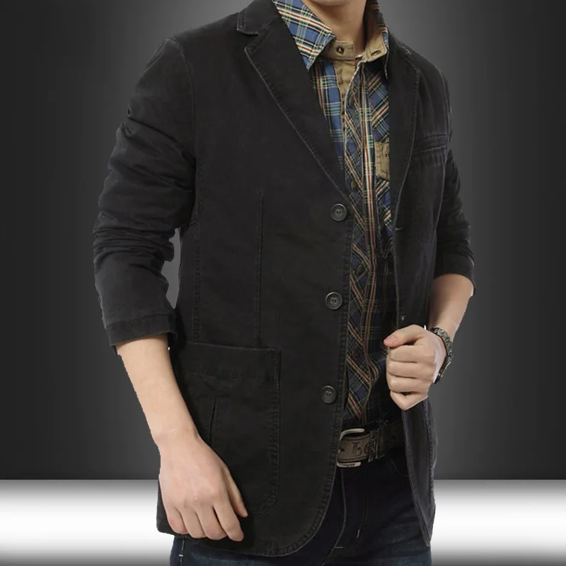 Men Blazer Middle-aged Loose Men Fashion Business British Style Casual Suit Three Button Cotton Casual Clothes Single West Coat 2