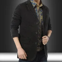 Men Blazer Middle-aged Loose Men Fashion Business British Style Casual Suit Three Button Cotton Casual Clothes Single West Coat 2