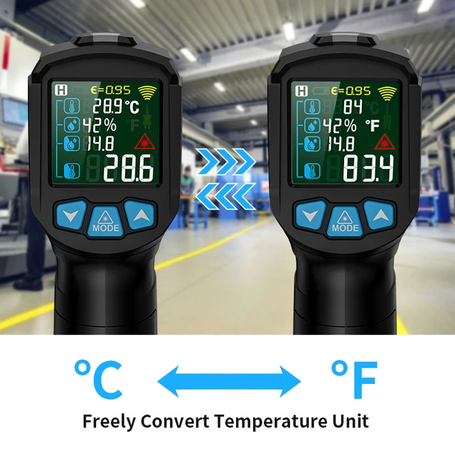 Mestek Nem Érintkezési Hőmérsékletmérő Fegyver -50 ~ 400C/600C/800C Digitális Infravörös Hőmérő Pirométer Kézi Hőmérők - Image 4