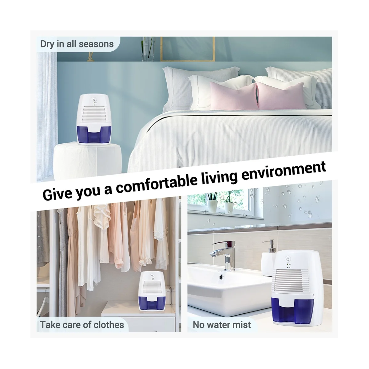 

500MLPortable Dehumidifier Mute Moisture Absorbers Air Dryer for Home Room Office Kitchen Deodorizer Air Dryer EU Plug
