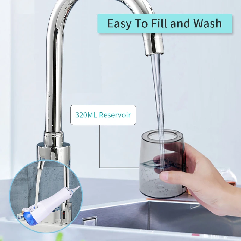 Oral Dental Irrigator Portable Water Flosser USB Rechargeable 3 Modes IPX7 200ML Water for Cleaning Teeth Clearance Price