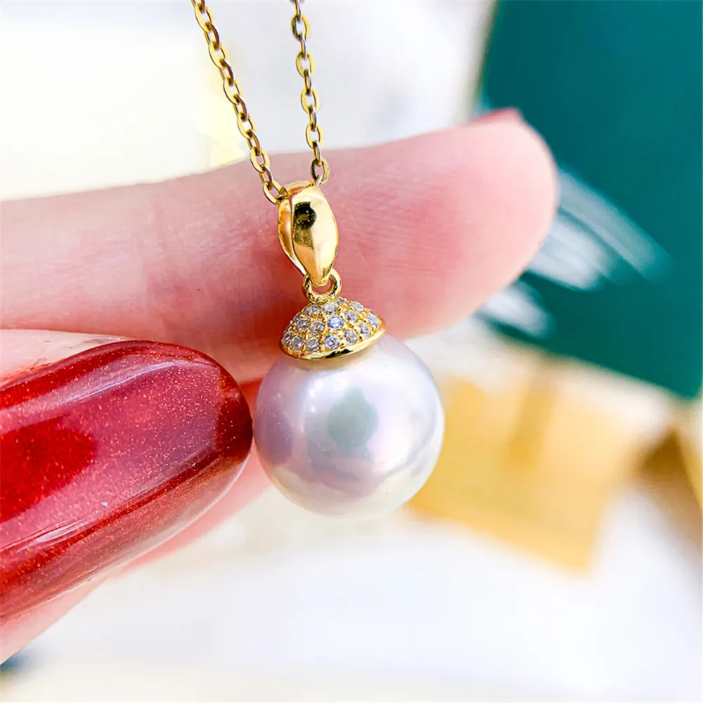 

DIY Pearl Small Accessories S925 Sterling Silver Pendant Empty Holder Gold Silver Necklace Pendant with 10-15mm Beads