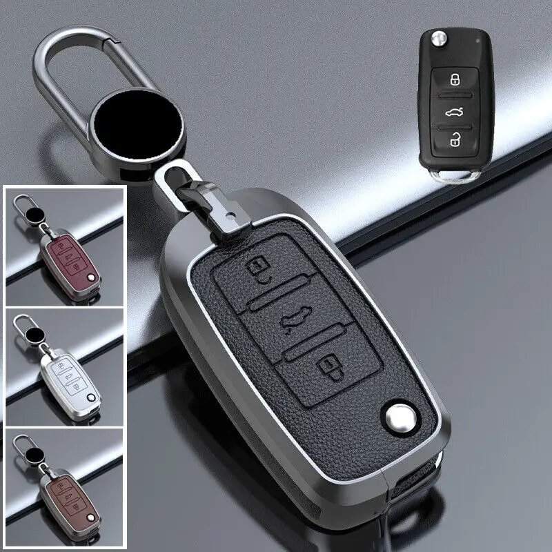 

Zinc Alloy Leather Car Key Fob Case Cover For VW Golf MK6 GTI R32 Jetta Polo MK5 Beetle Tiguan Passat B7 UP Scirocco Touran Eos