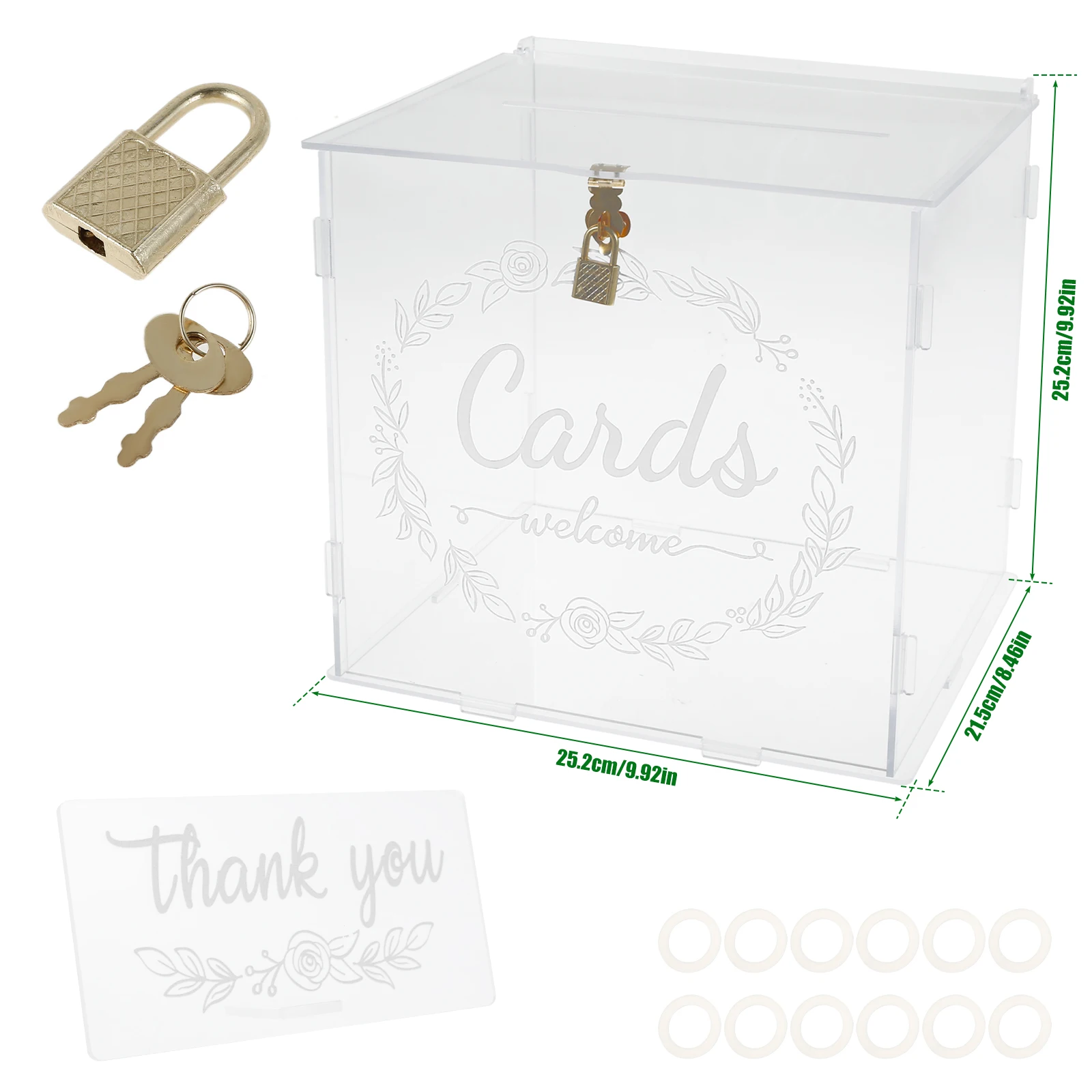 Acrylic Card Box Clear Wedding Box with Lock and Slot Sturdy
