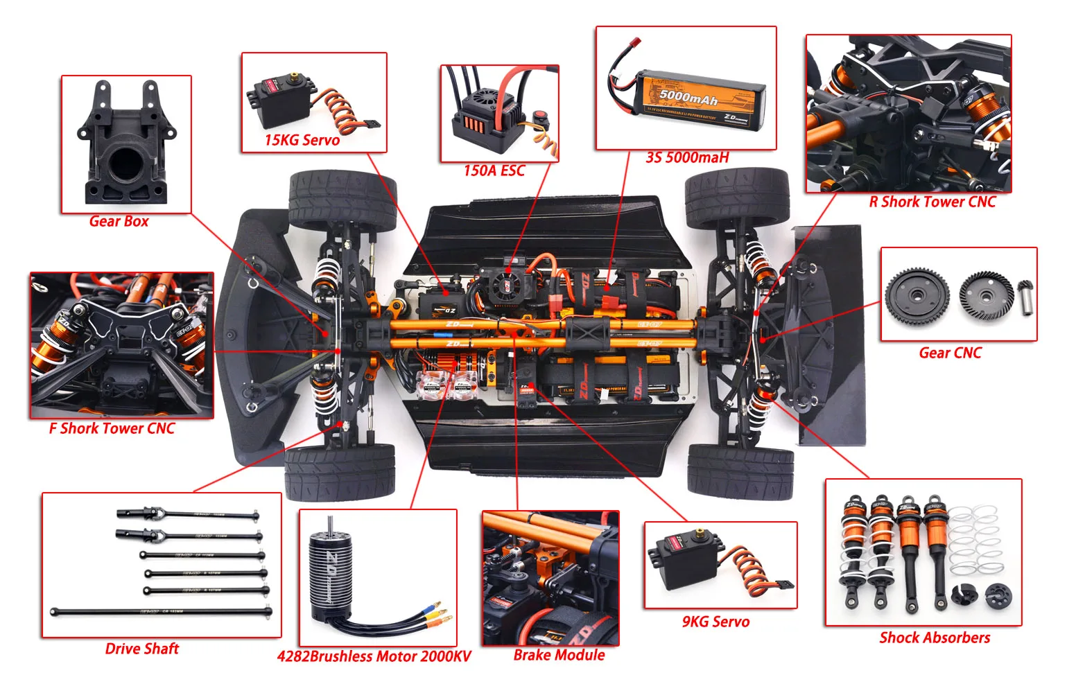 ZD Racing EX07 1/7 4WD RC High-speed Professional Flat Sports Car Electric Remote Control Model Adult Children Kids Toys Gift 6