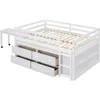 Full size Low Loft Bed with Storage, Full Size Loft Bed with Portable Desk & 4 Drawers, Wood Full Loft Bed Frame with Shelves 6