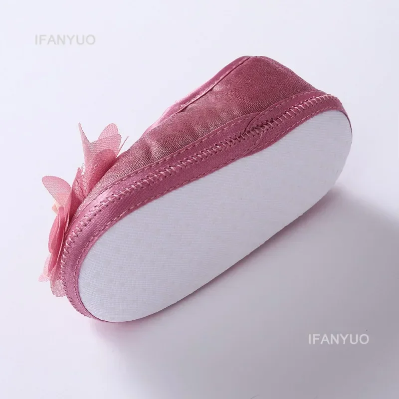 Spring Autumn Soft Sole Baby Shoes Hairband Set Baby Shoes 0-1Year Old Newborn Princess Rose Flower Dress Shoes Birthday Gift 6