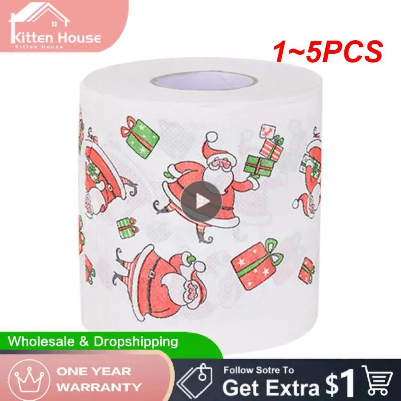 

1~5PCS Christmas Toilet Roll Paper Santa Claus Bath Toilet Roll Paper Supplies Xmas Decoration Tissue Roll Santa Claus 2022 New