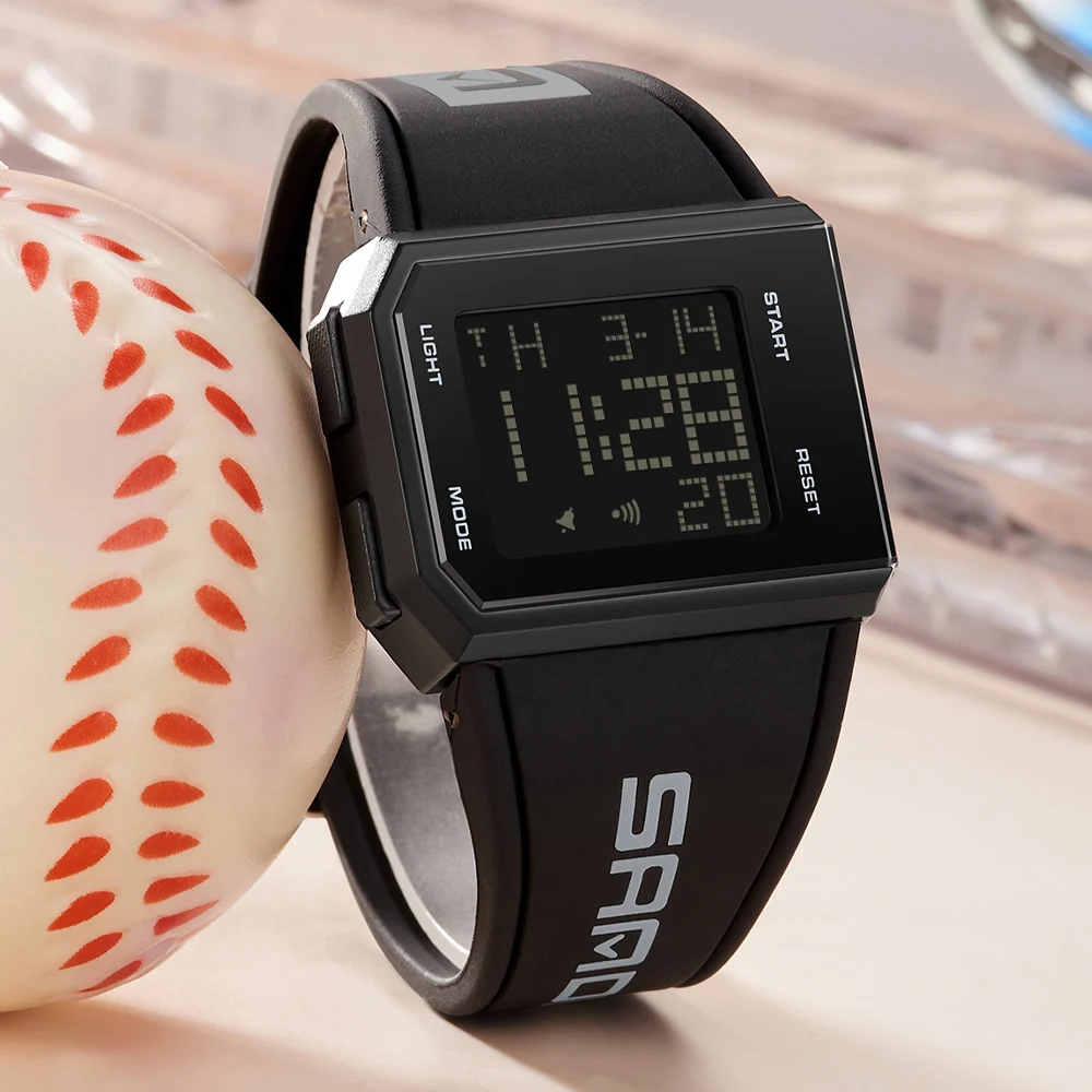 SANDA Men's Square Dial LED Digital Chronograph Sports Watch