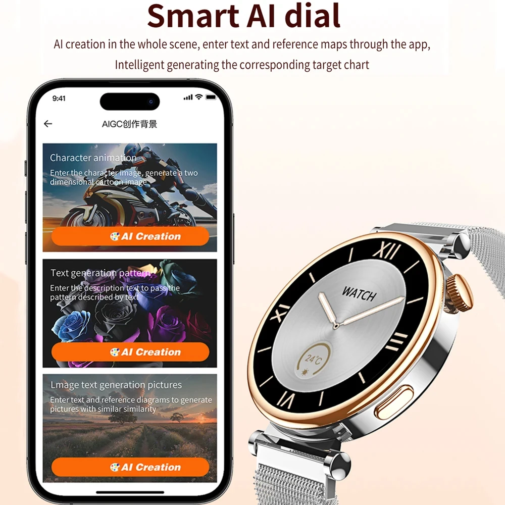 Reloj inteligente GT4 MINI para mujer, accesorio de pulsera resistente al agua IP68 con Pantalla AMOLED HD, control del ritmo cardรญaco y llamadas