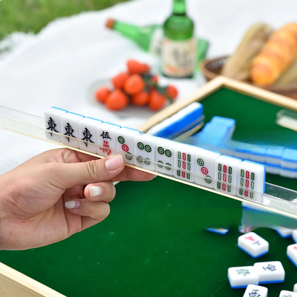 Outdoor Folding Mahjong Table with Chinese Mahjong Tiles Set Mahjong Game Set for Outdoor Camping Dormitory 2