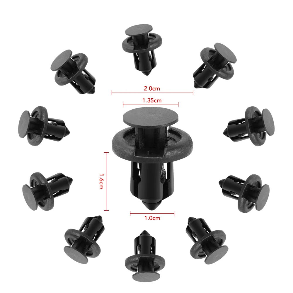 10mm 20Pcs 자동차 자동차 범퍼 클립 리테이너 패스너 리벳 도어 패널 펜더 라이너 혼다 어코드 Civic CRV HRV Pilot Odyssey