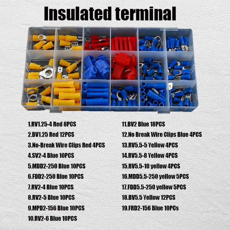 100/160PCS Ring Crimp Terminal M4/M5/M6 Round Plugs Pre-insulated Ferrules Lugs For Splice Electricals Cable Wire End Connectors