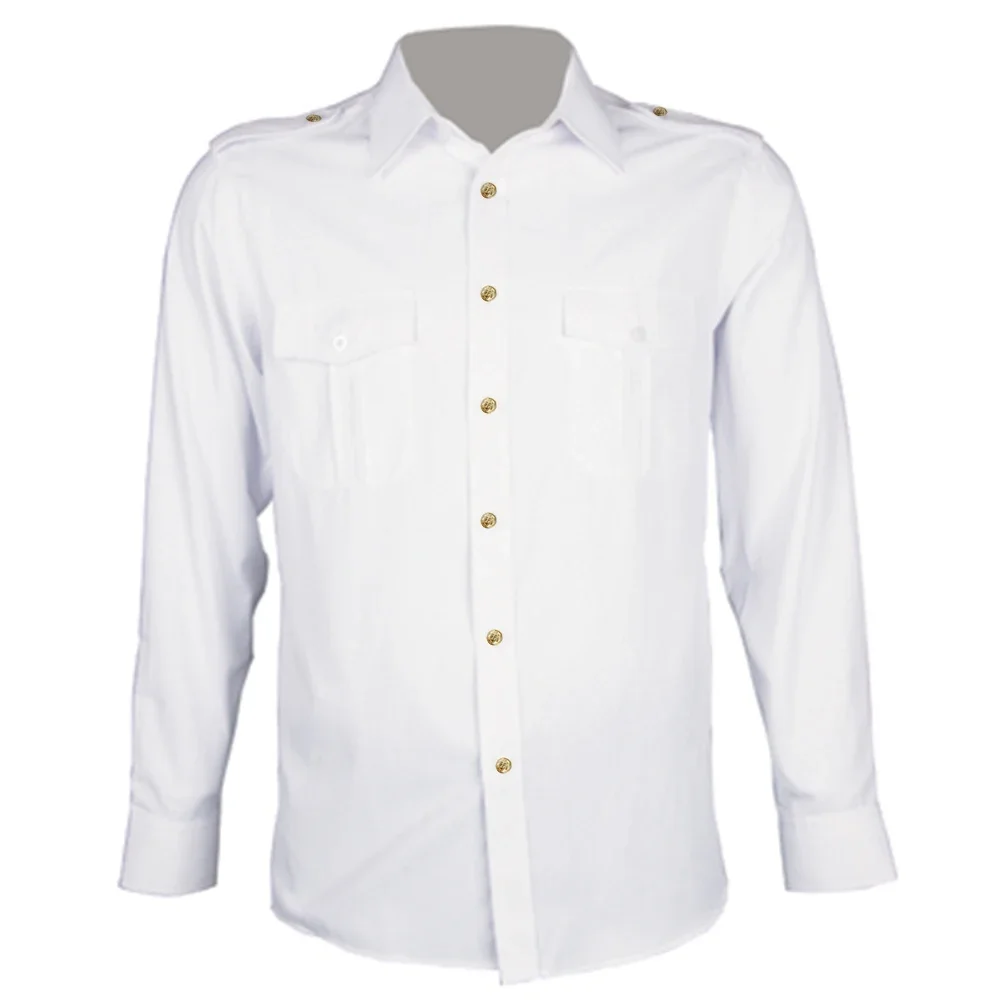 Mens navy military uniform yacht captain pilot shirt white airline pilot uniform