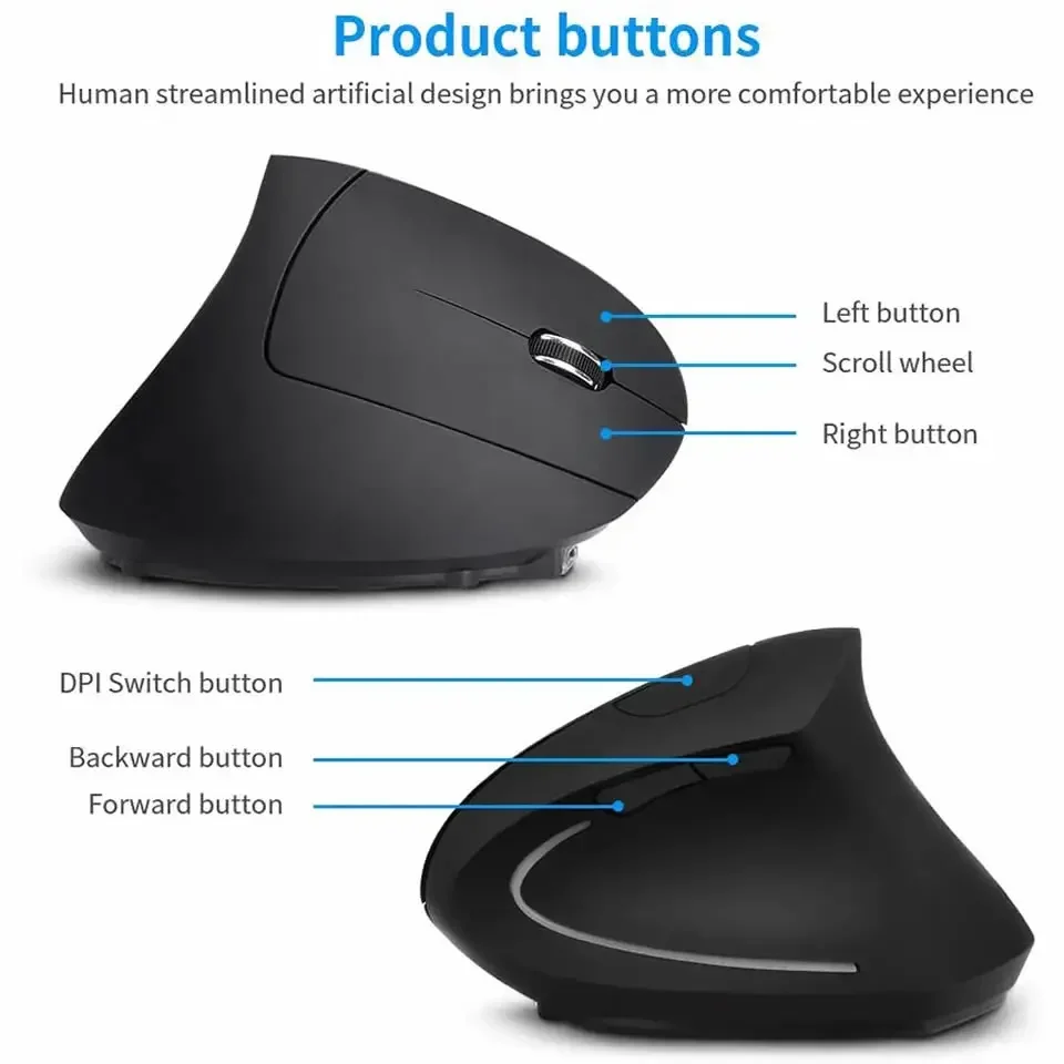 Wireless Ergonomic Gaming Mouse Rechargeable 2.4G Optical Computer PC Laptop Desktop USB