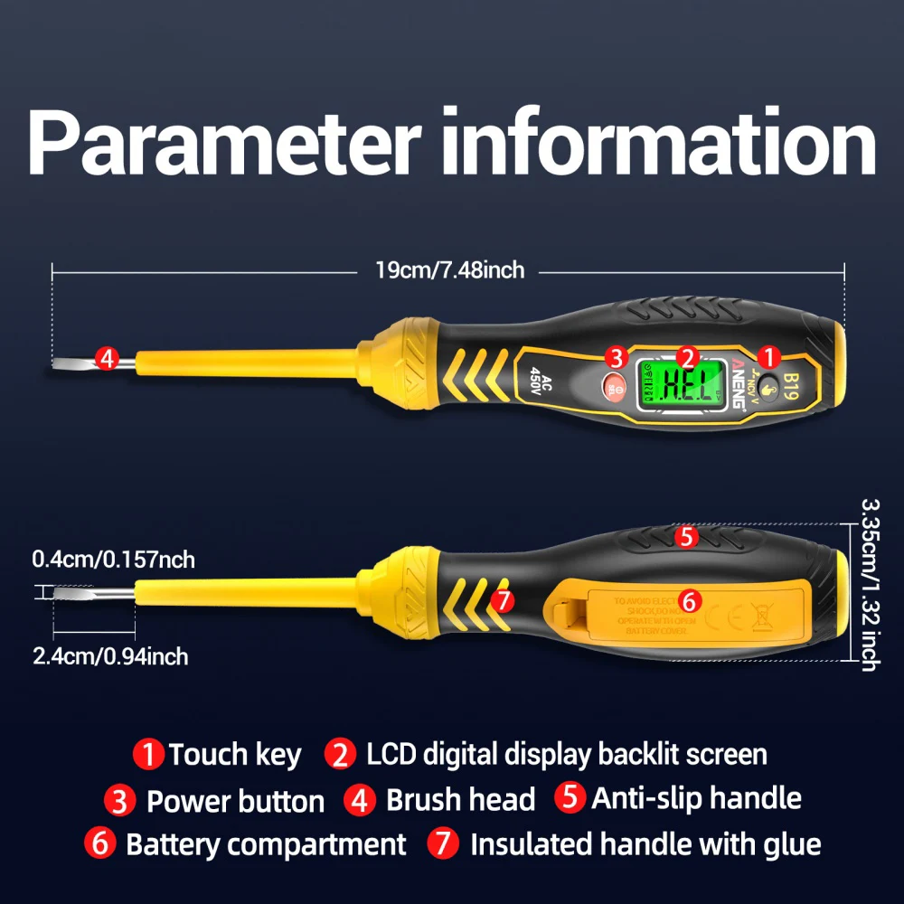 B19 Multifunctional Electrician Test Screwdriver Pencil AC Non-contact Induction Test Pen Voltage Tester Pencil Voltage Detector